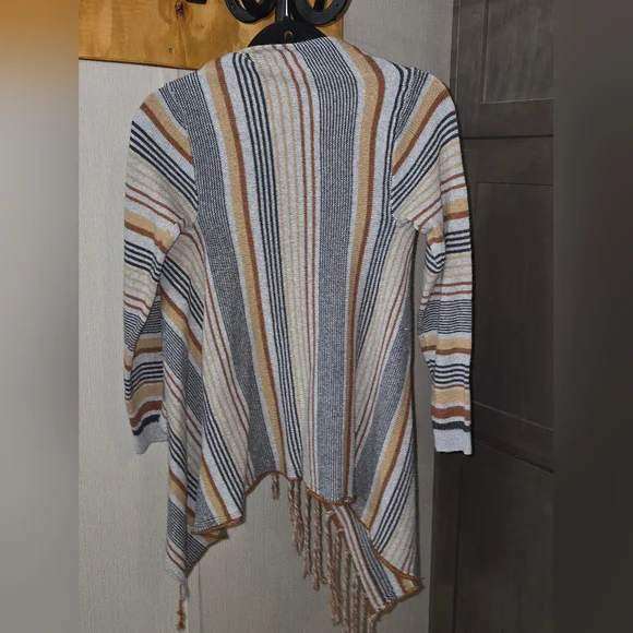 ###Earth Tone Striped Cardigan - Picture 4 of 7